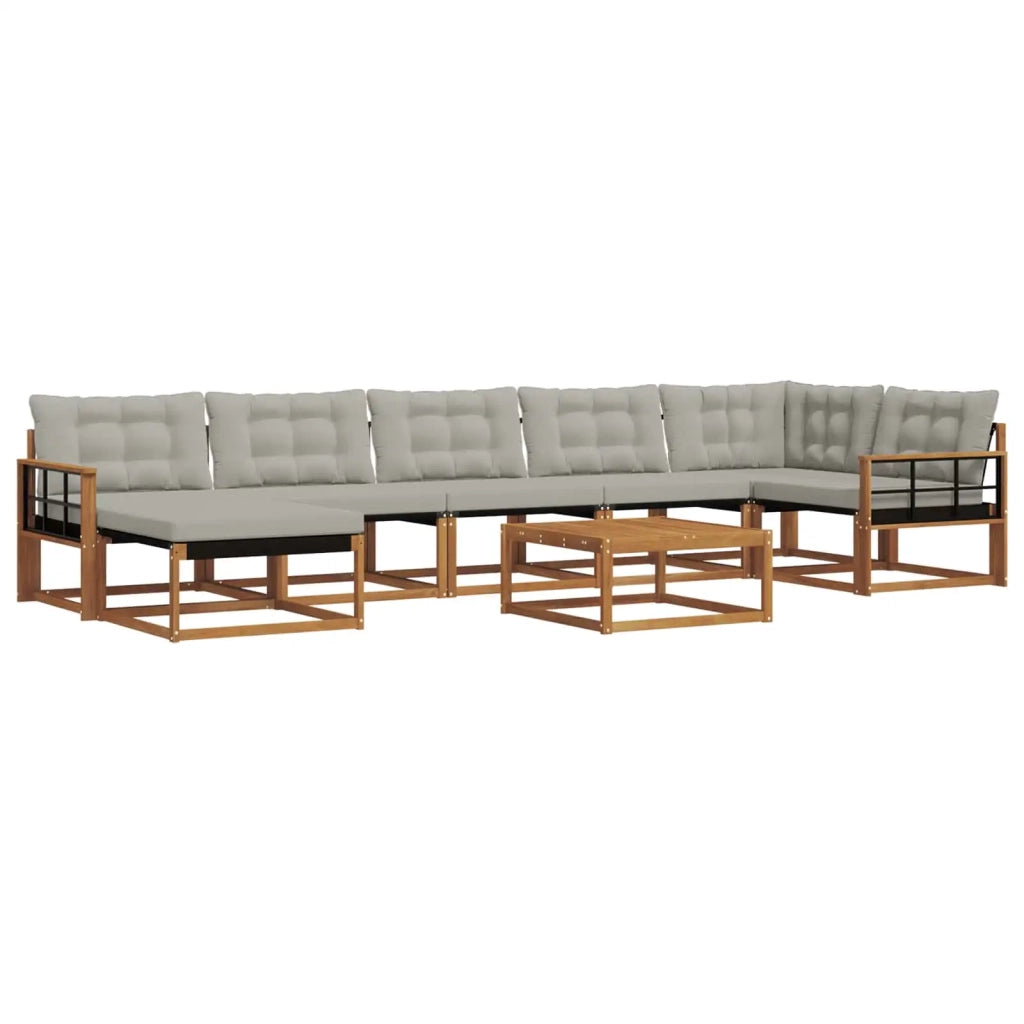 Set di divani da esterno 8 pcs Grigio Naturale e Chiaro