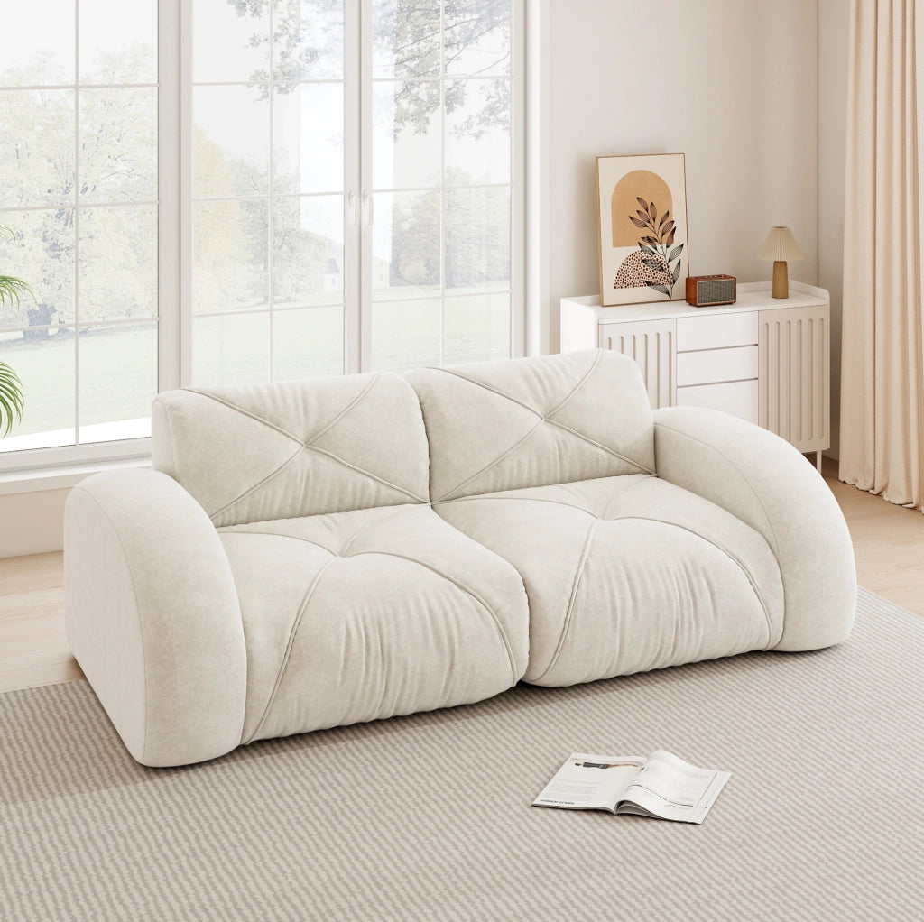 Divano modulare 2 posti senza struttura 204x95x76 cm in chenille beige chiaro