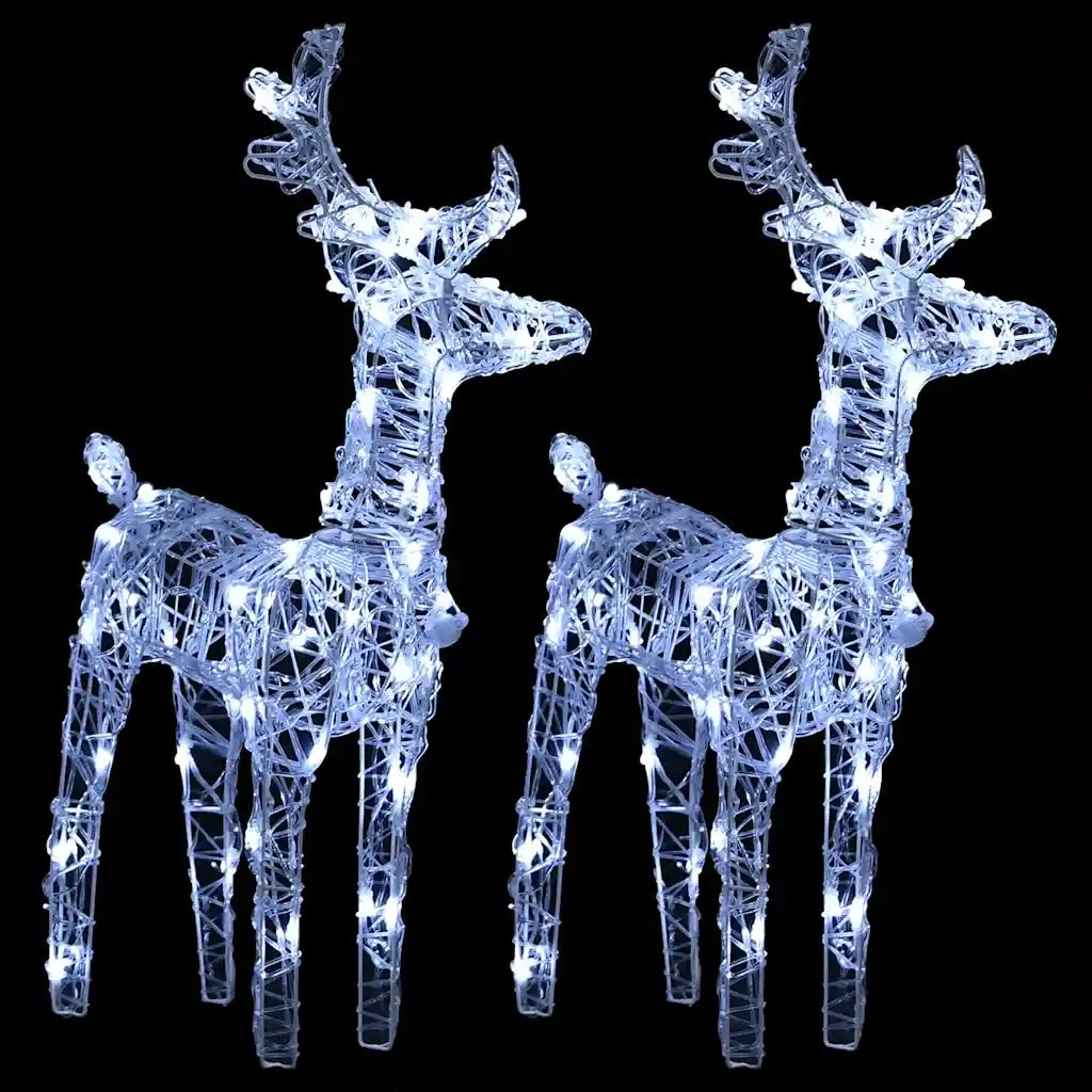 Renne di Natale 2 pz Bianco Freddo 80 LED-Luci decorative natalizie in Acrilico