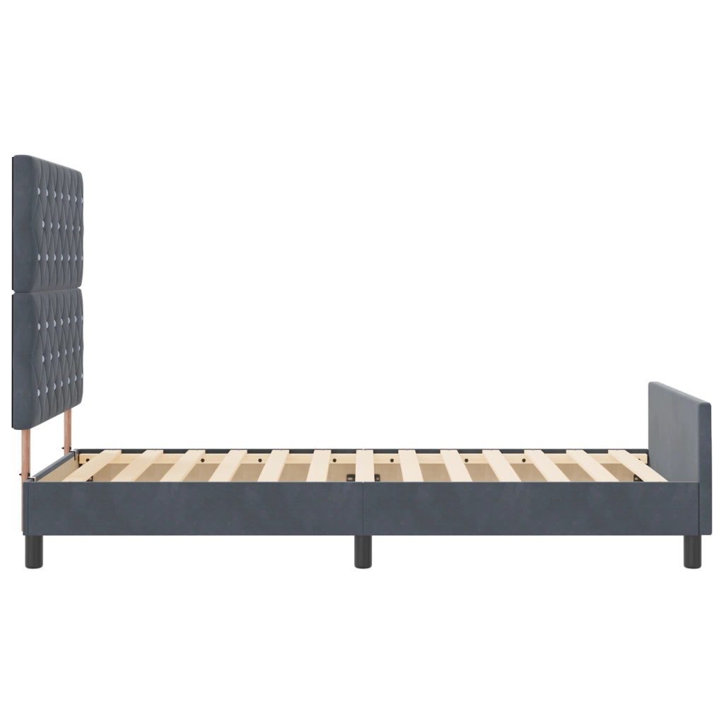 Struttura del letto  Grigio scuro 90x200 cm Velluto
