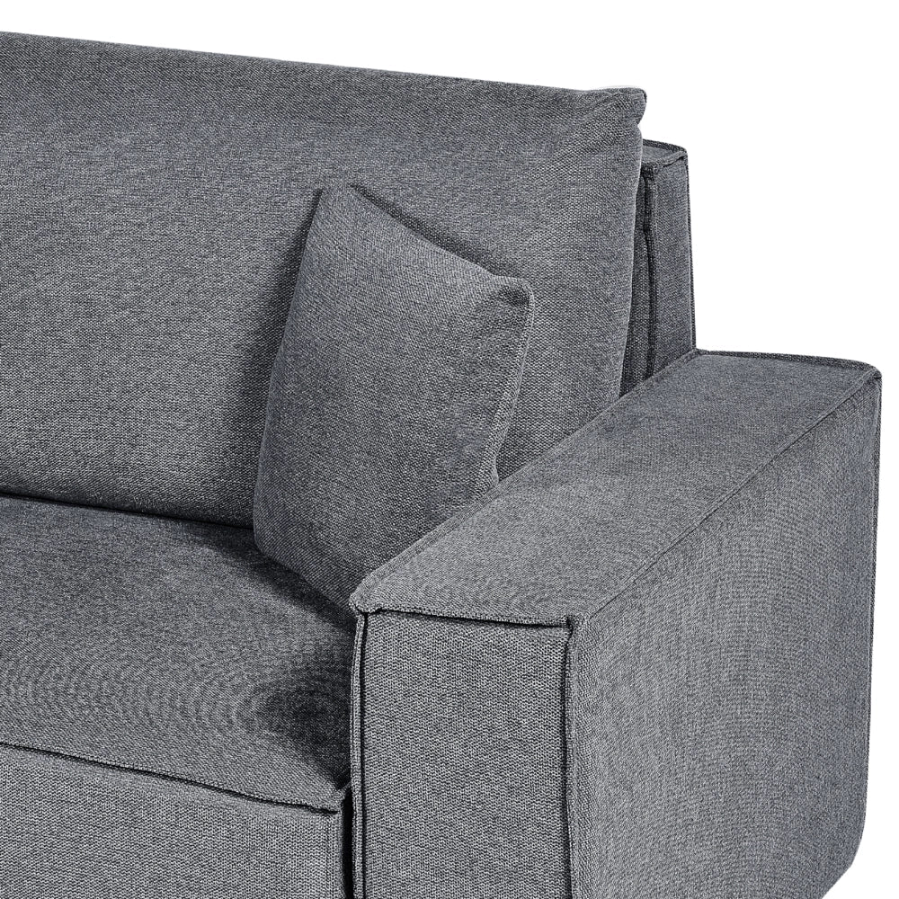 Divano letto angolare a destra Grigio Scuro Tessuto poliestere imbottito 3 posti a L con cuscini Funzione letto Stile moderno Soggiorno