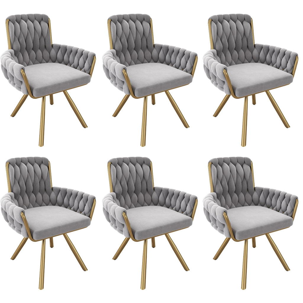 SEDIA Girevole 360° in velluto grigio Set da 6 pezzi