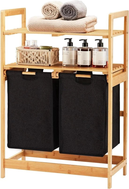 Asciugamani a Vapore con 2 Pannelli e Tasche Estensibili per 93 x 64 x 33 cm in Nero