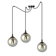 Lampada a sospensione GIGI con diffusori in vetro grafite e struttura nera