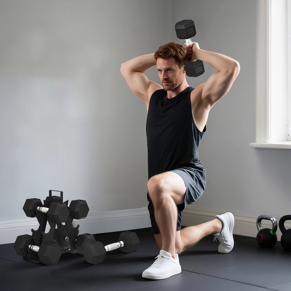 Set di manubri per allenamento 2x4kg 2x6kg 2x8kg con supporto ¨C zephmum ¨C nero