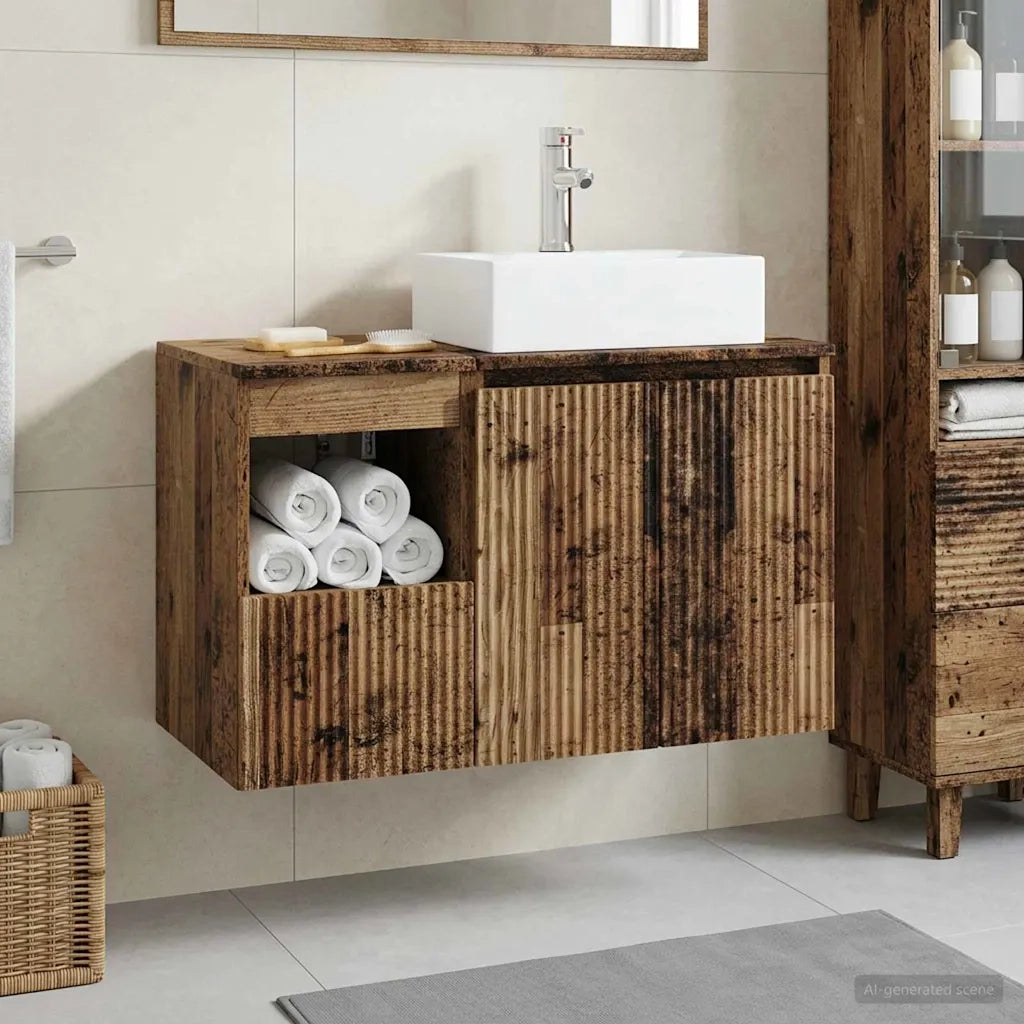Set di mobili per il bagno 2 pz Legno antico 3404062