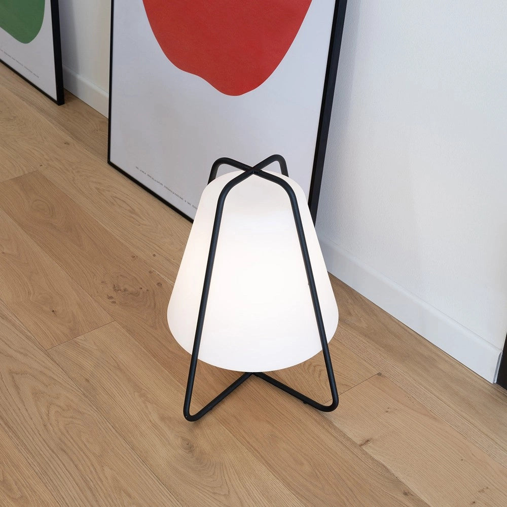 Lampada Led Teepee Zafferano Ricaricabile - Touch, da Interno ed Esterno IP65, Design Moderno Senza Fili Nera