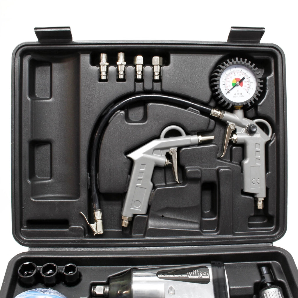 Kit accessori per compressore 27 pezzi con 4 utensili pneumatici e inserti