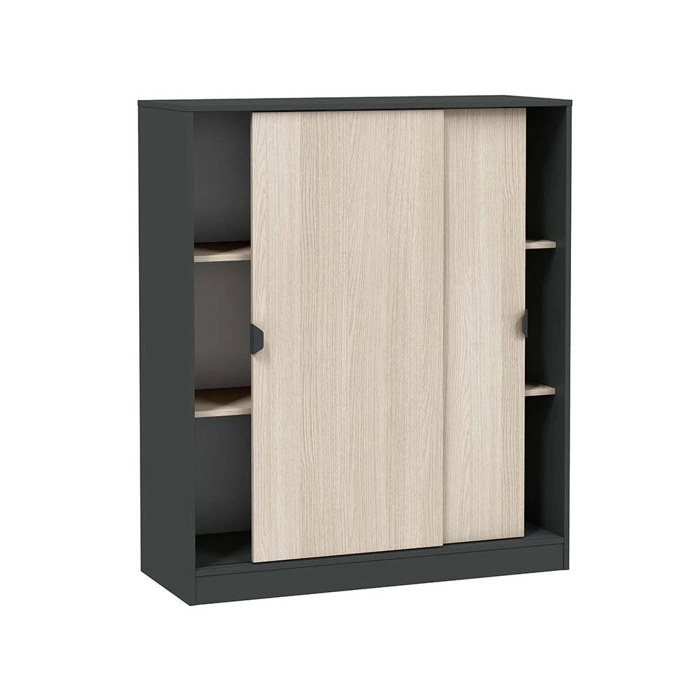 Armadio Camera da Letto Resana, Guardaroba 2 Ante 4 Ripiani, 40x119h cm Grigio Antracite