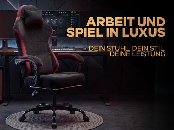 Sedia da gaming ergonomica in tessuto nero e rosso