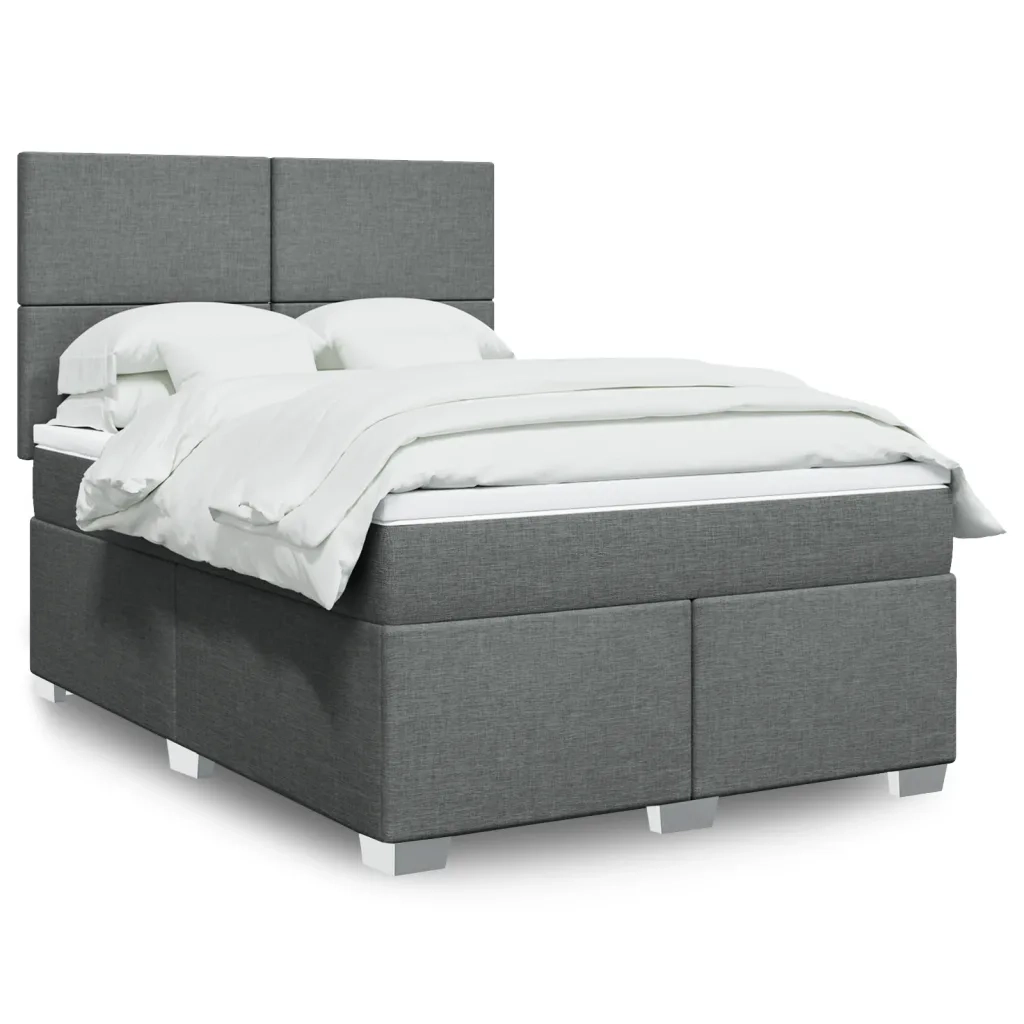 Giroletto a Molle con Materasso Grigio Scuro 160x200 cm Tessuto