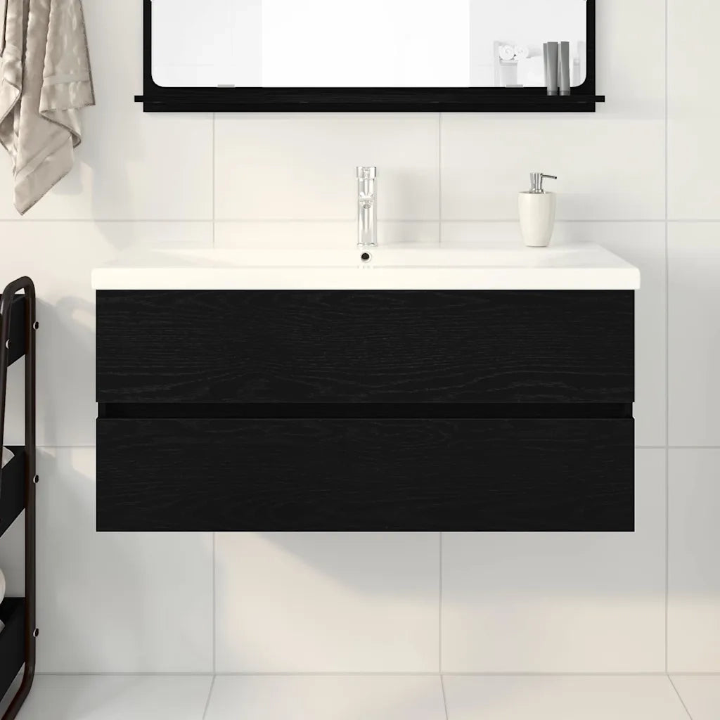 Armadio per Lavabo da Bagno Rovere Nero 100 x 39 x 62 cm 3333145