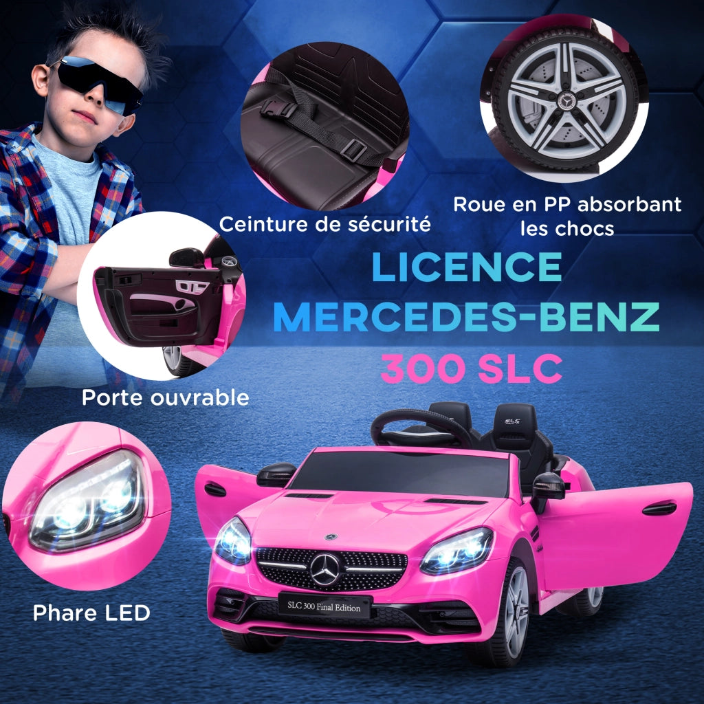 Auto Bambini Elettrica Mercedes SLC 300 12V ¨C Minimal ¨C Rosa, Telecomando, Luci, Suoni