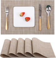 Set di placchette per tavolo da 6, placchette in vinile tessute lavabili resistenti al calore con superficie antiscivolo adatta per cucina, famiglia, ristorante, caffetteria (giallo chiaro)