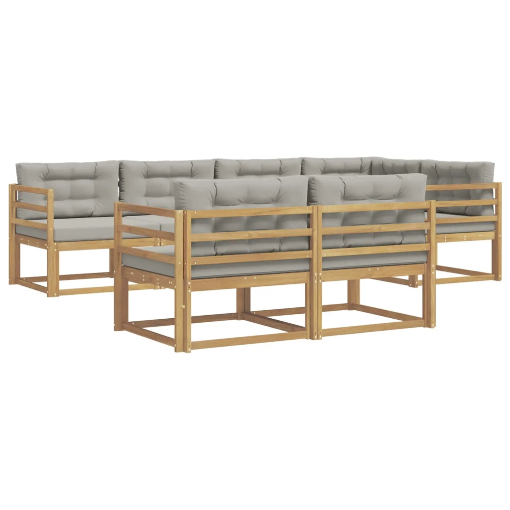 Set di divani da esterno 6 pz Bianco e Grigio Chiaro Poliestere 3386570