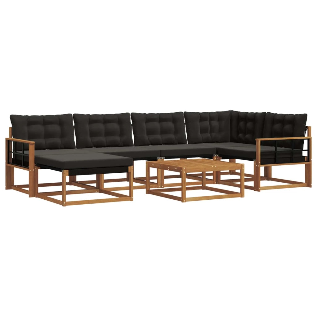 Set di divani da esterno con cuscino 19 pcs Naturale e Nero 3369655