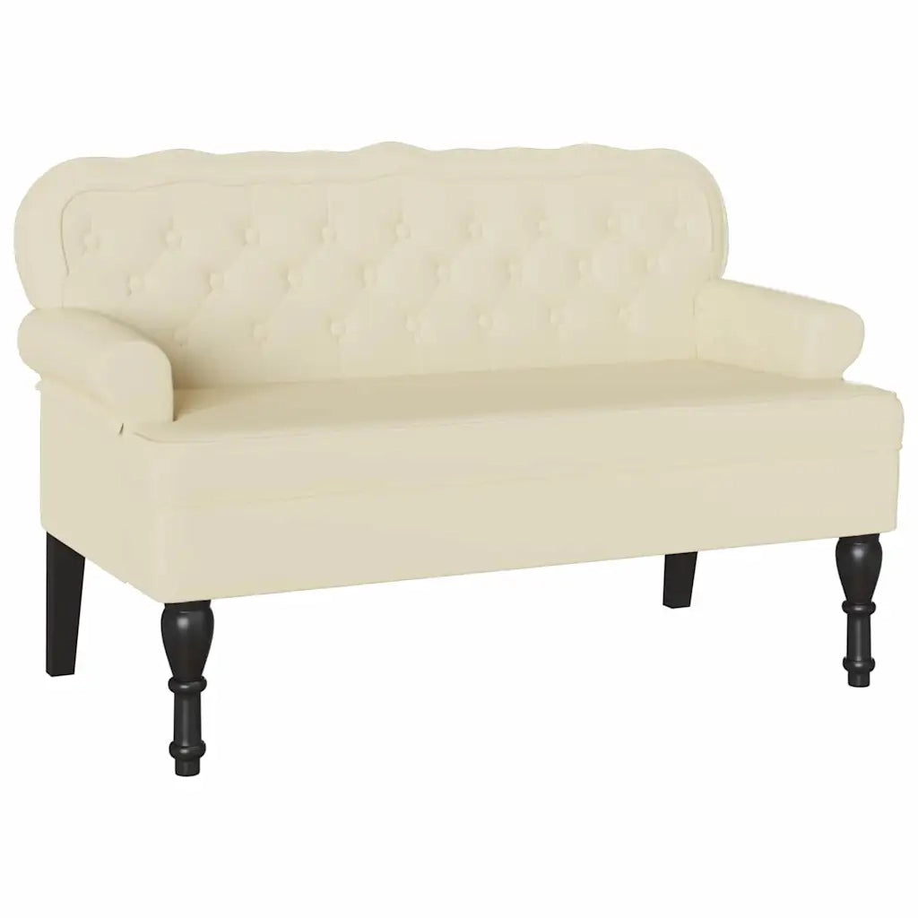 Panca Chesterfield-Sgabello-Divano Crema 119,5 x 64,5 x 75 cm Pelle Sintetica