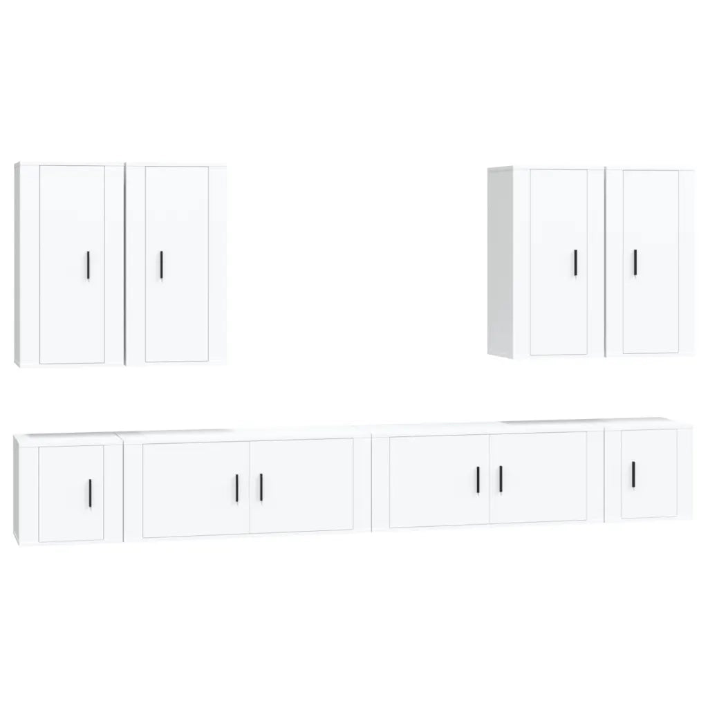 Set Mobili Porta TV 8pz Bianco in Legno Multistrato 3188702
