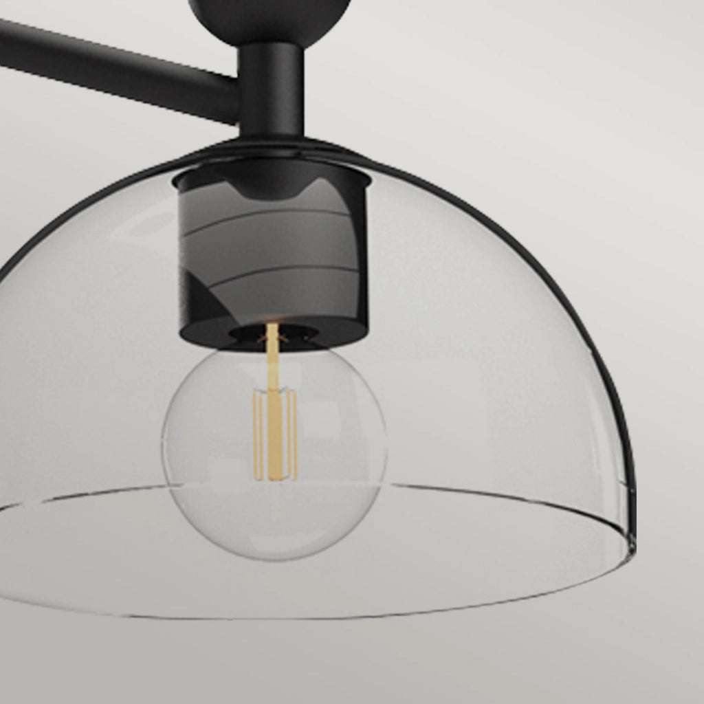 Lampadario JUDE Alora Mood nero opaco vetro trasparente 3xE27