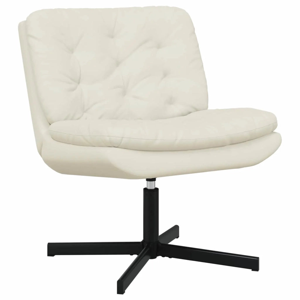 Poltrona Relax con Base Girevole Crema 63 x 75 x 76 cm Velluto 42007367