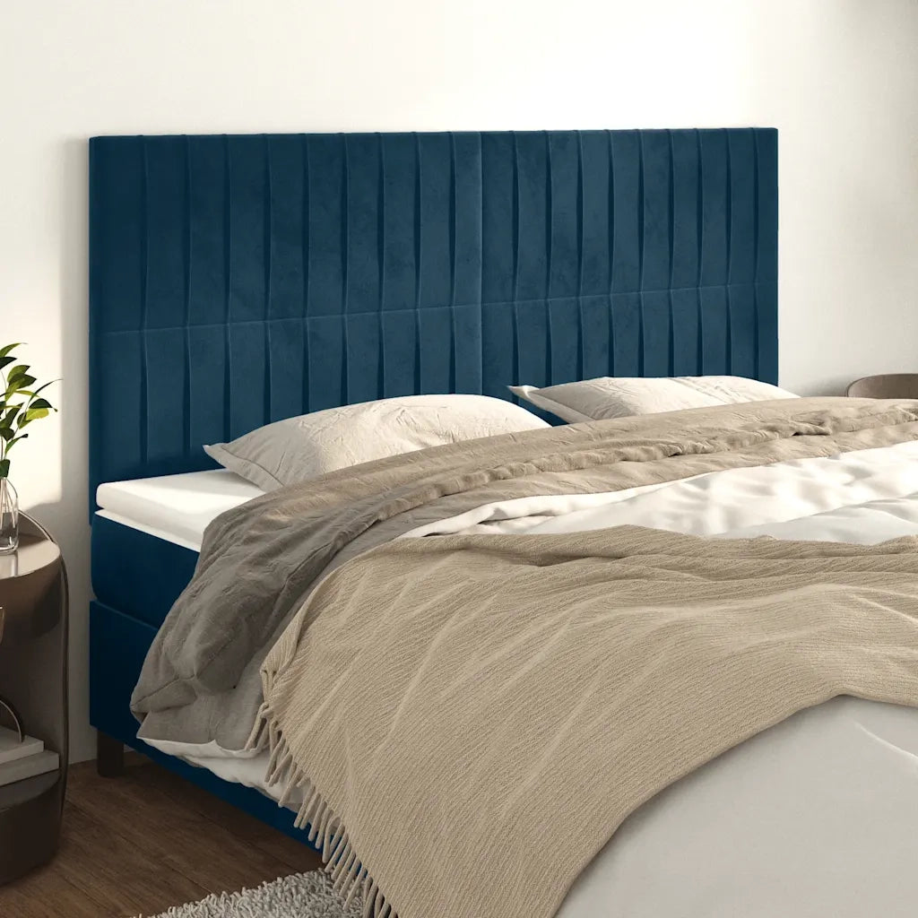 Testiera-Testata-Testiera Decorativa Blu Scuro 160x5x118/128 cm Velluto 987845