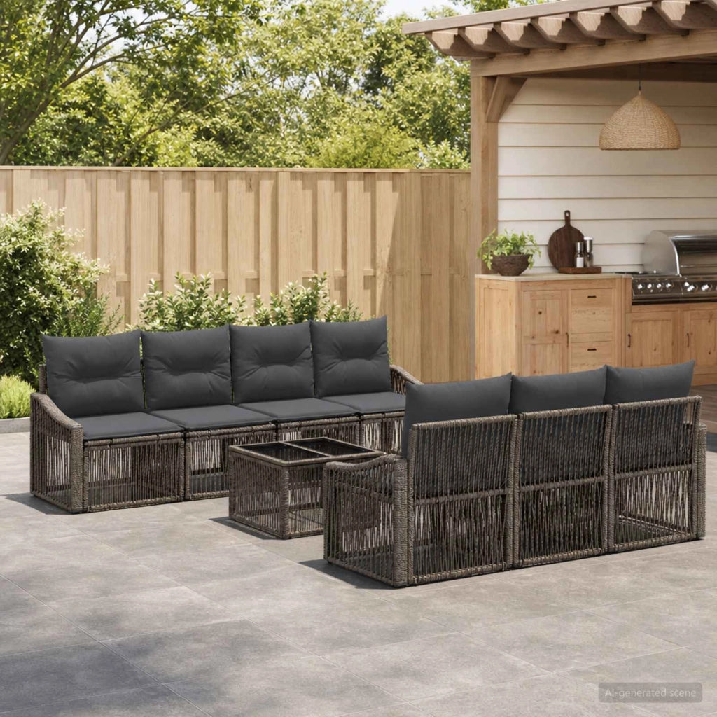 Set Divano da Giardino 8 pz Grigio polyrattan 3435944
