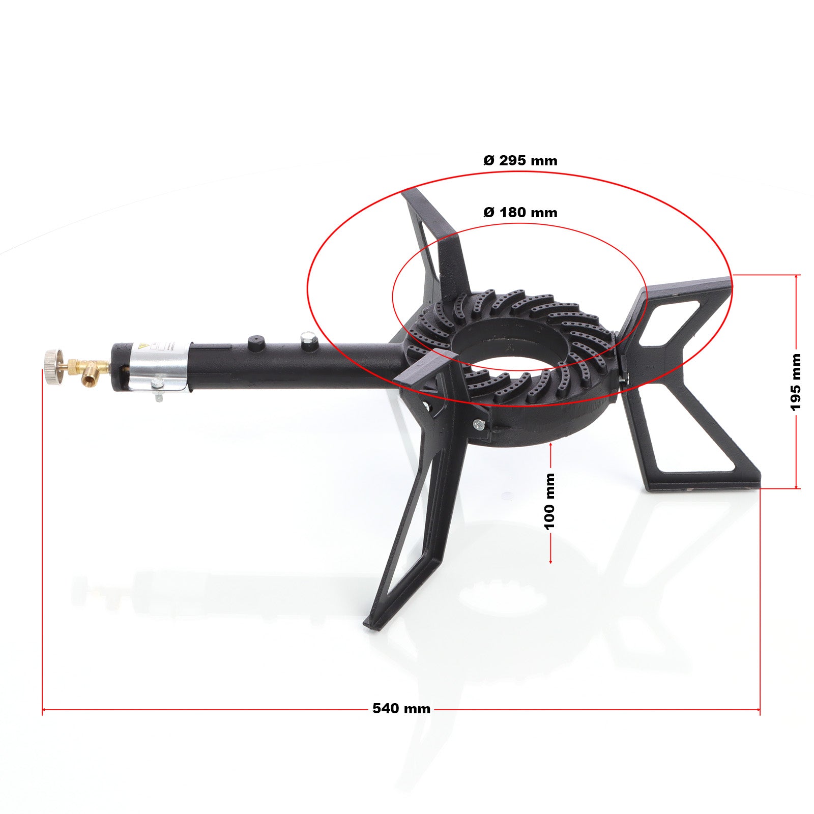 Fornello a gas da esterno 10,5 kW Campeggio Tubo 1,5m Regolatore pressione 28mbar Italia