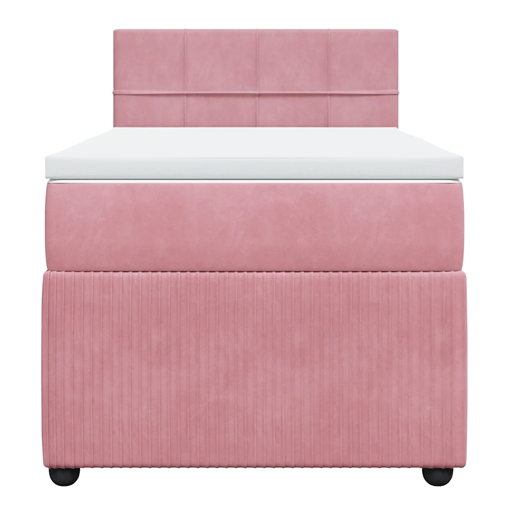 Giroletto a Molle con Materasso Rosa 100x200 cm in Velluto