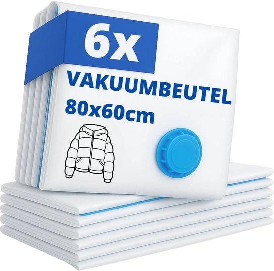 Set di borse da stoccaggio in plastica - Ideali per abbigliamento e lenzuola - 6 pezzi - 80x60 cm - Riduzione dello spazio - Adatto per traslochi e movimenti