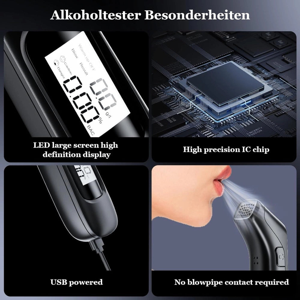 Trade Shop - Alcol Test Portatile Etilometro Display Misuratore Grado Alcool Alta Precisione -