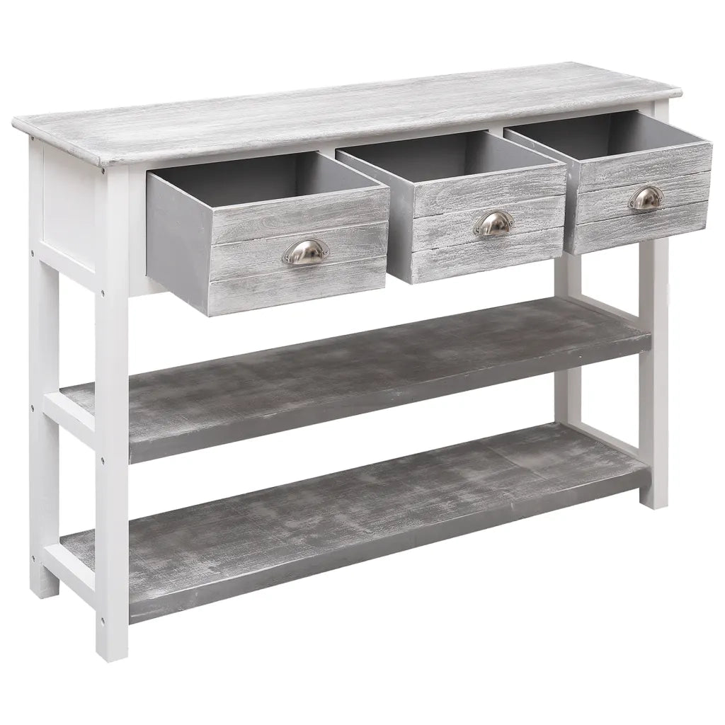 Credenza-Buffet-Armadio da cucina Grigio Antico 108x30x76 cm Legno Massello di Paulownia