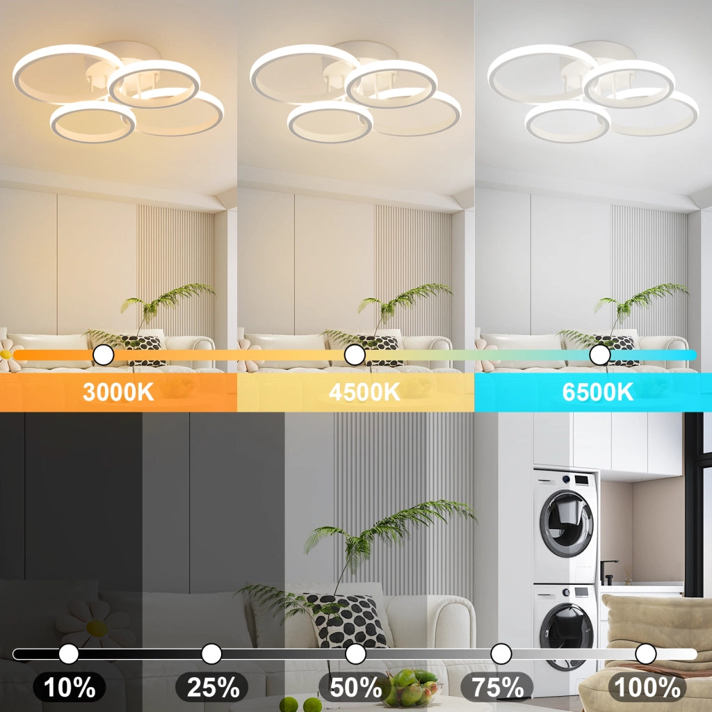 ZMH Lampada da soffitto plafoniera LED moderna bianca 48W 55cm dimmerabile telecomando per soggiorno camera letto