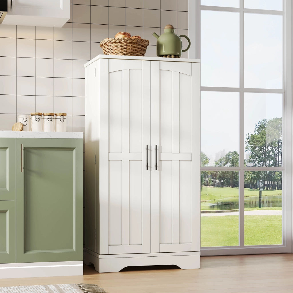 Credenza alta moderna 120x60x40 cm in MDF con luce LED sensore, ripiani regolabili e chiusura a clip, bianco