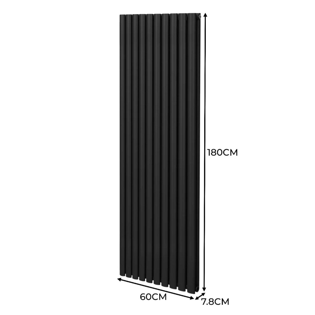 Radiatore a colonna ovale TRV Designer nero 1800mm x 600mm