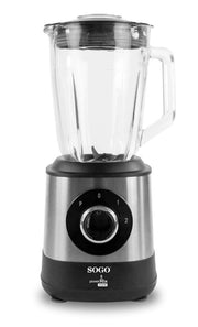 Frullatore da cucina 1500W con bicchiere vetro 1,5L, 2 velocità e funzione tritaghiaccio per frullati e smoothie - Sogo
