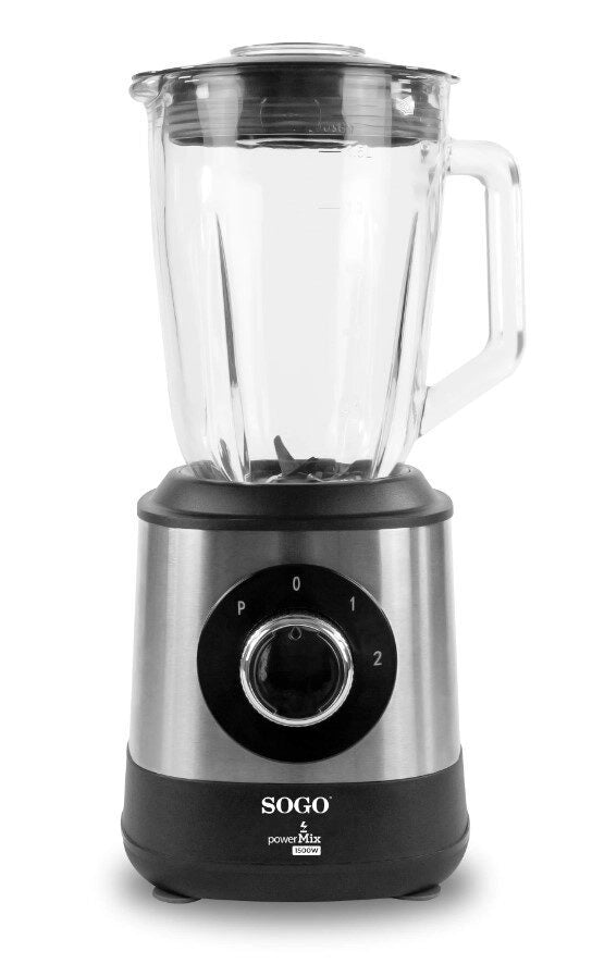 Frullatore da cucina 1500W con bicchiere vetro 1,5L, 2 velocità e funzione tritaghiaccio per frullati e smoothie - Sogo