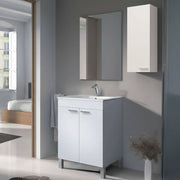 Mamoiada, set Mobili Bagno Specchio Incluso, Bianco Lucido
