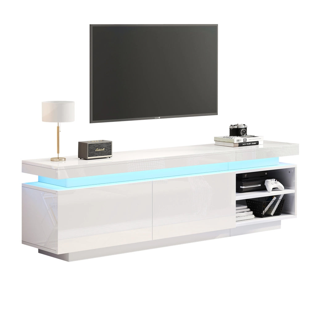 Mobile TV con 2 ante e LED - per soggiorno - 170×35×50 cm - bianco