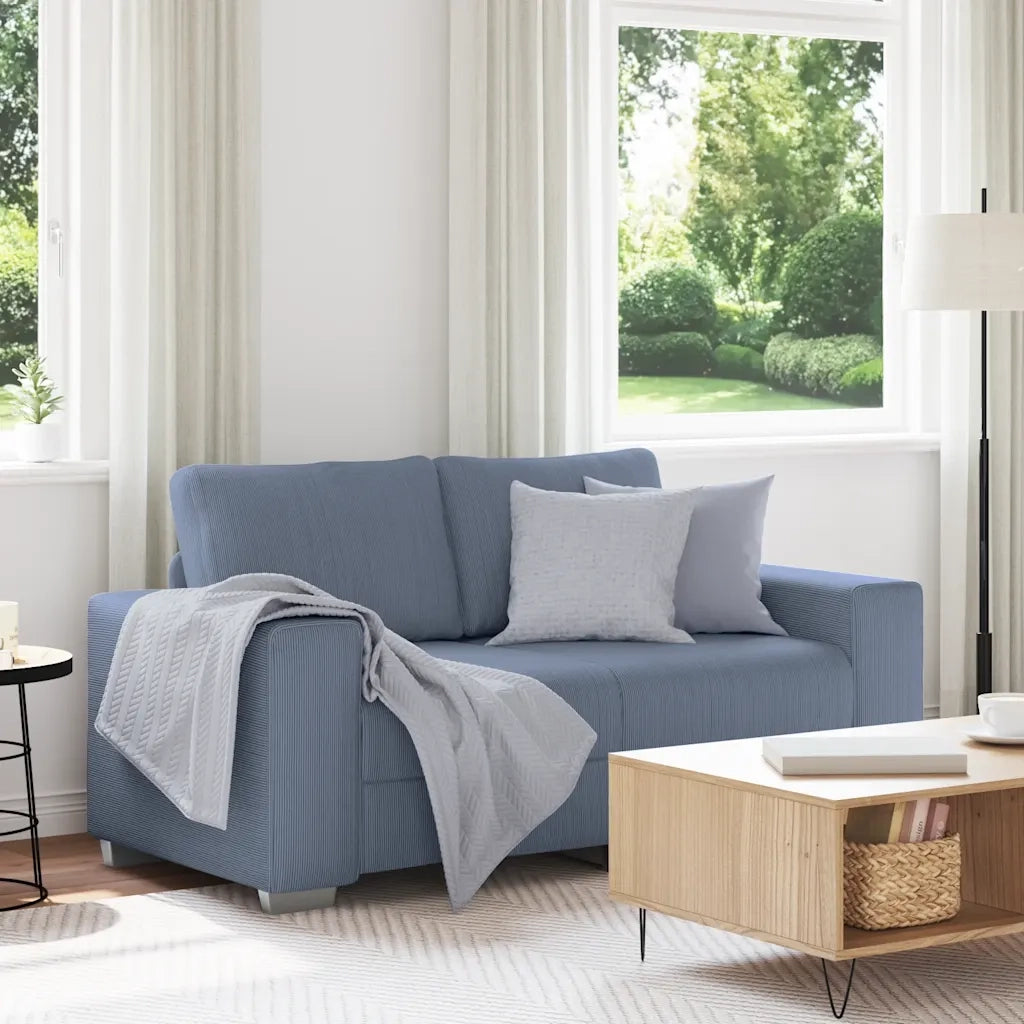 Divano Divanetto Blu 120 cm Tessuto di Velluto a Coste
