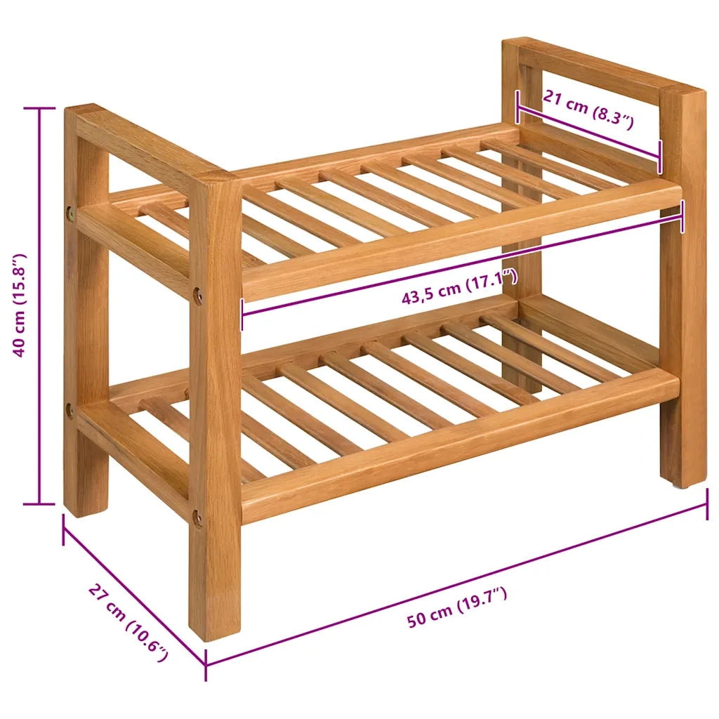 Scarpiera con 2 Ripiani-Scaffale per scarpe 50x27x40 cm in Massello di Rovere
