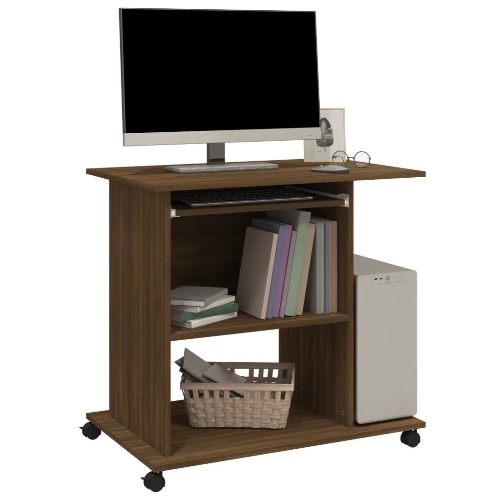 Scrivania Computer Rovere Marrone 80x50x75 cm Legno Multistrato 815545