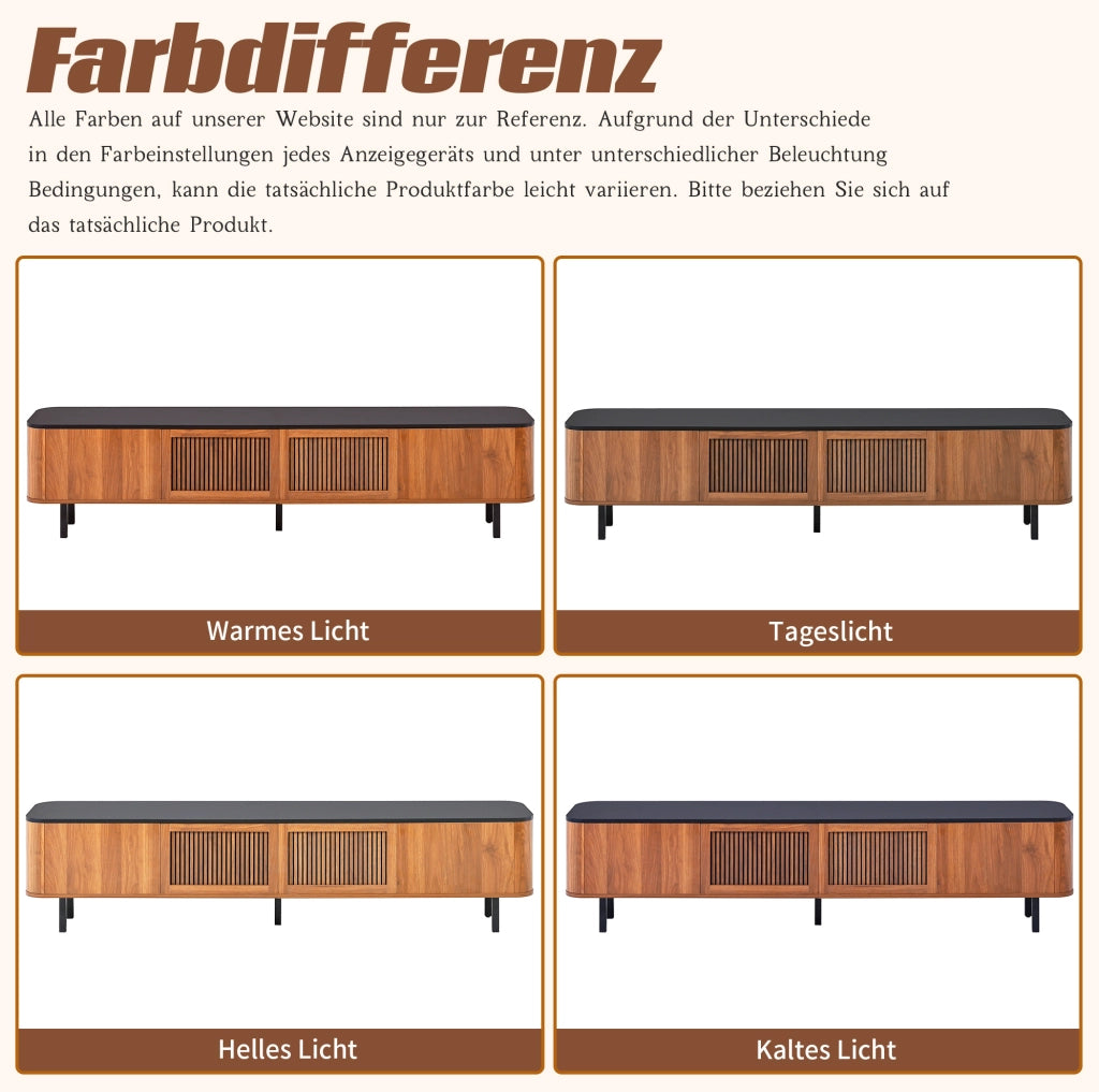 Mobile TV moderno in MDF e pannello truciolare; 190x35x45 cm; noce