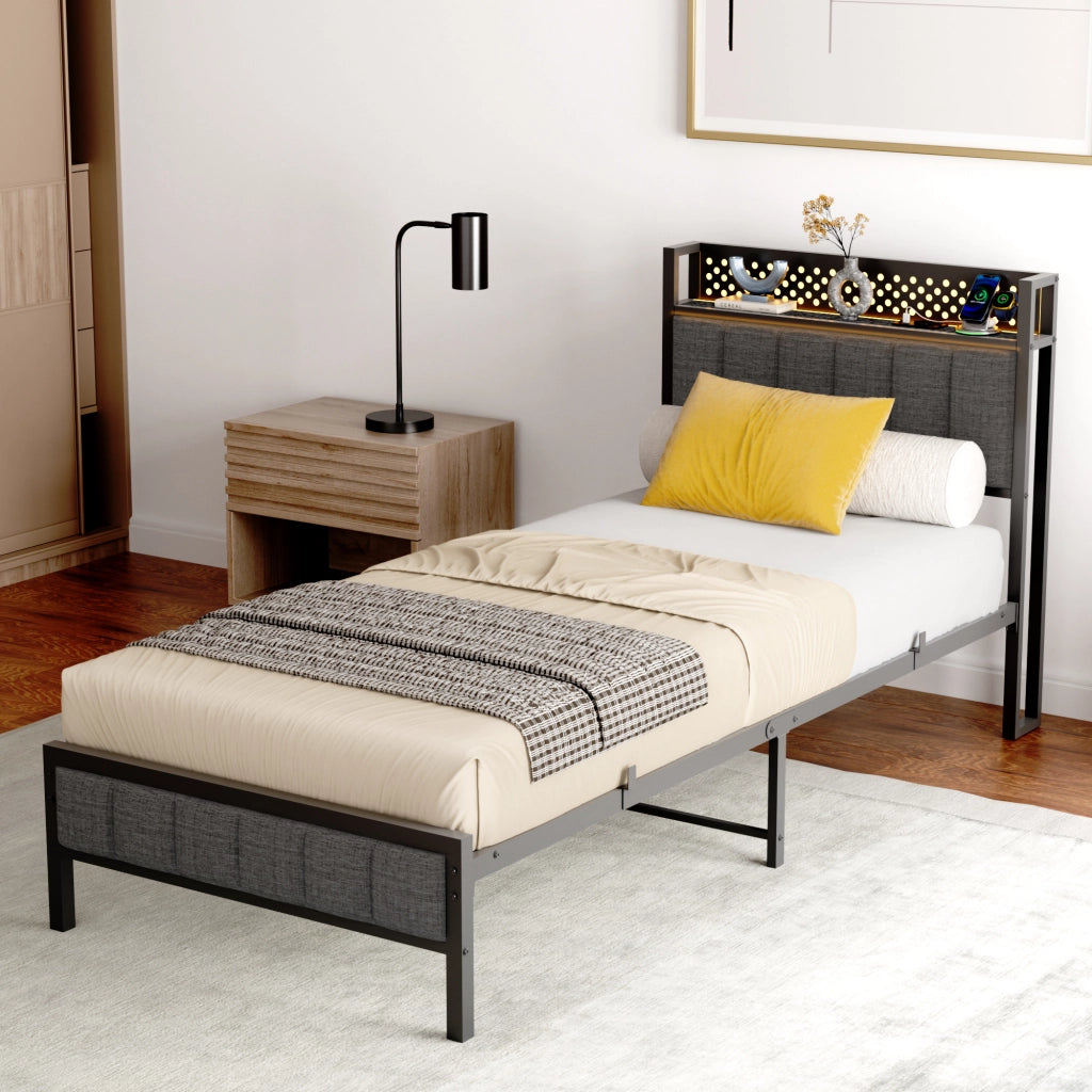 Letto singolo 90x200 cm, colore nero