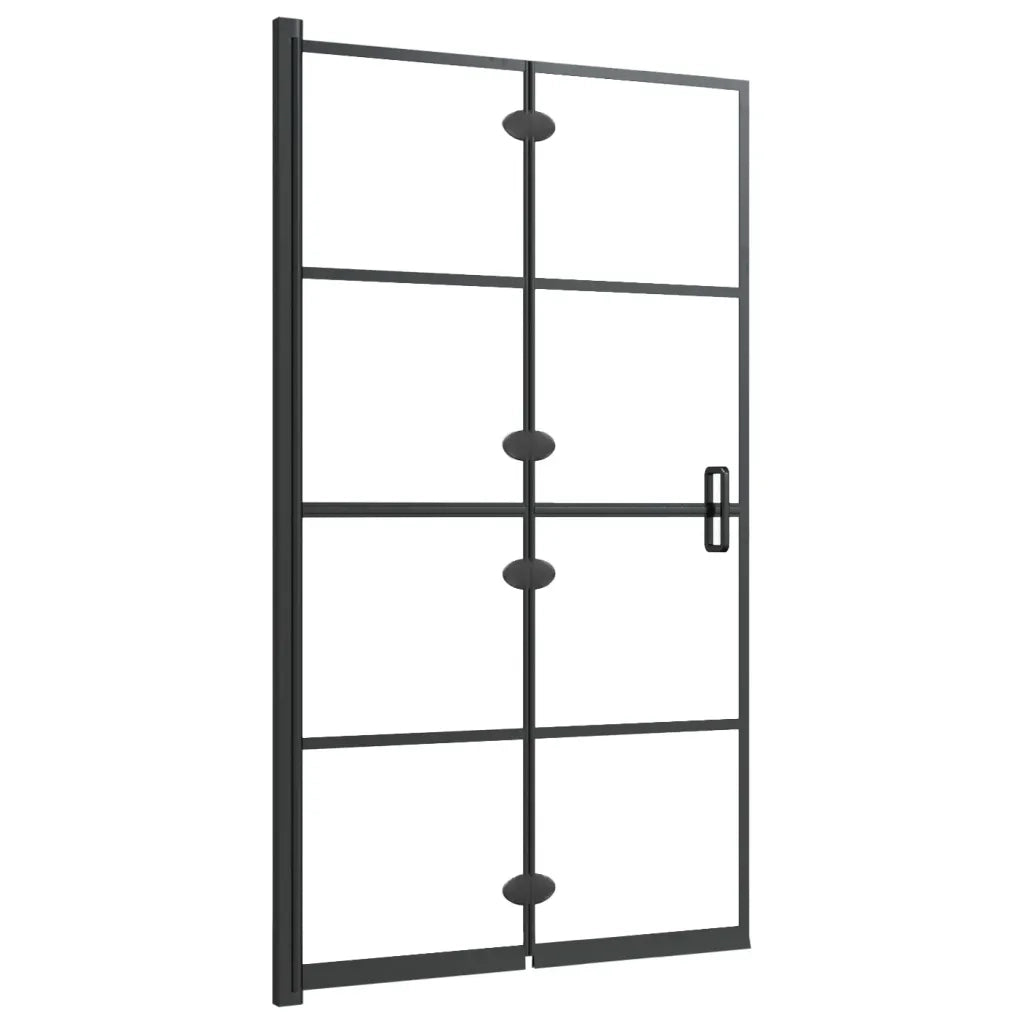 Pannello Doccia Pieghevole in ESG 80x140 cm Nero 150743