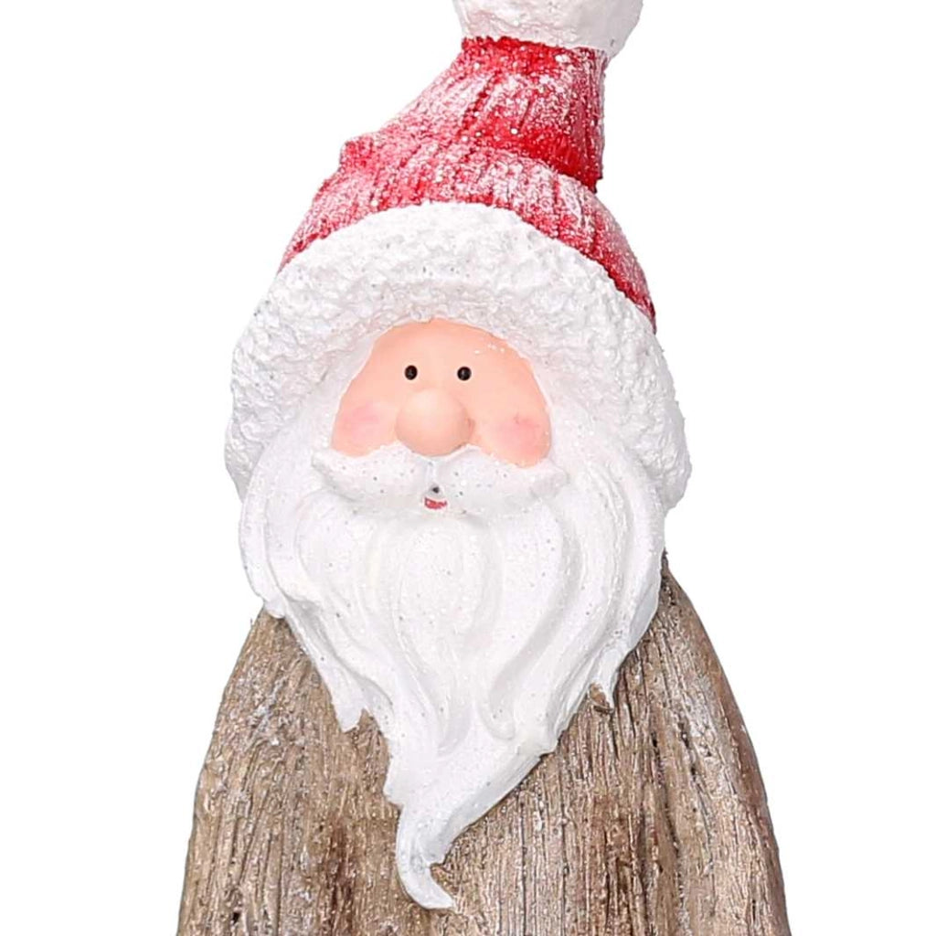 Babbo natale in resina tronco innevato con led marrone cm 23,5x16,5xh58
