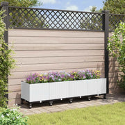 Vaso da Giardino con Ruote Bianco 160 x 40 x 48 cm PP 3423137