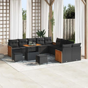 Set Divano da Giardino con cuscino 13 pcs Nero