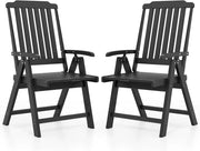 Sedia da Veranda Pieghevole, Sedia da Pranzo in HDPE con Braccioli, Schienale Curvo, Seduta a Listoni, Design Robusto per Terrazza, Giardino, Prato, Portico, Balcone, Portata 150 kg (Nero)