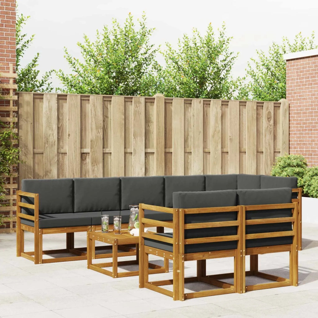 Set di divani da esterno con cuscino 9 pcs Naturale e Antracite