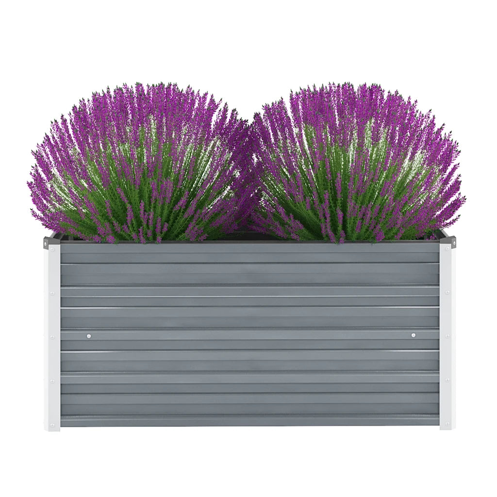 Fioriere | Cassetta per fiori | Letto Rialzato Giardino in Acciaio Zincato 100x40x45 cm Grigio